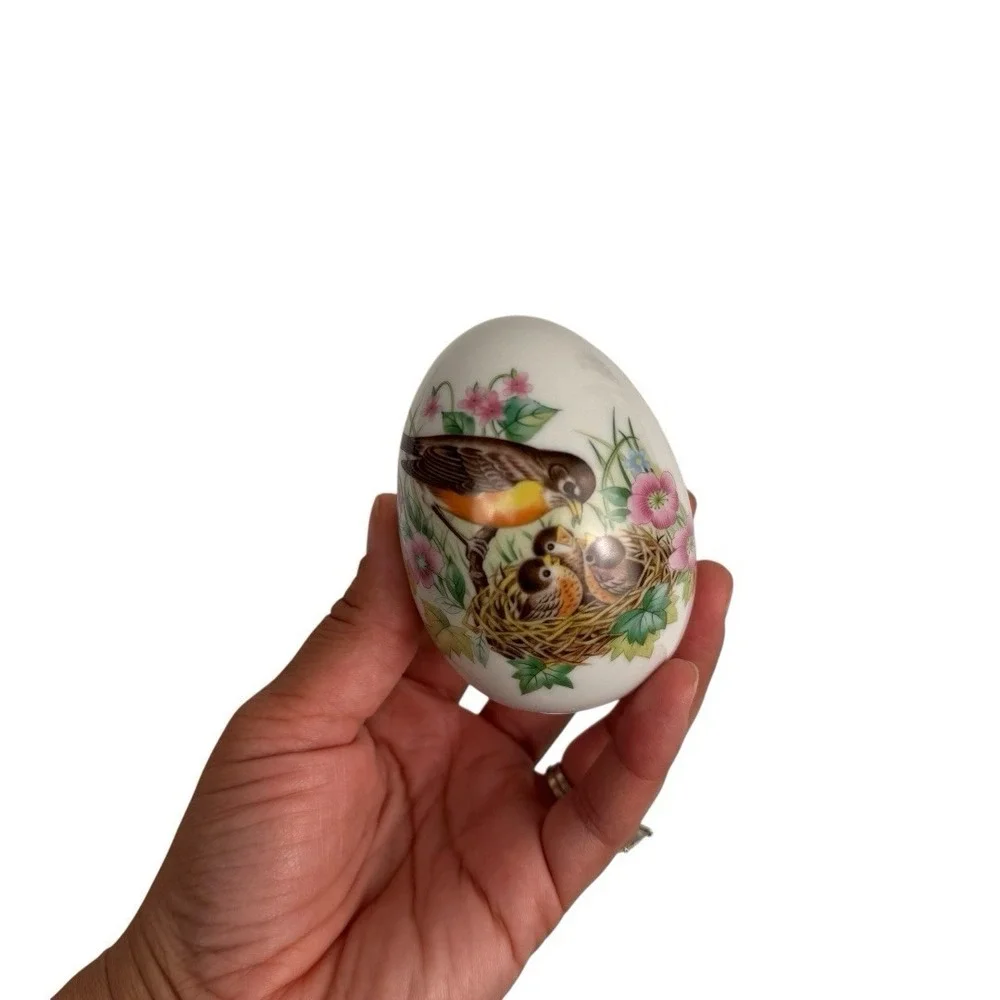 Vintage Set Of 3 Avon Porcelain Eggs - Four Seasons‎ - Birds Roses C14Q